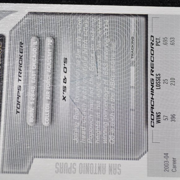 GREGG POPOVICH 2004-05 Topps Total Silver Rookie #411 RC San Antonio Spurs HOF - Picture 6 of 7